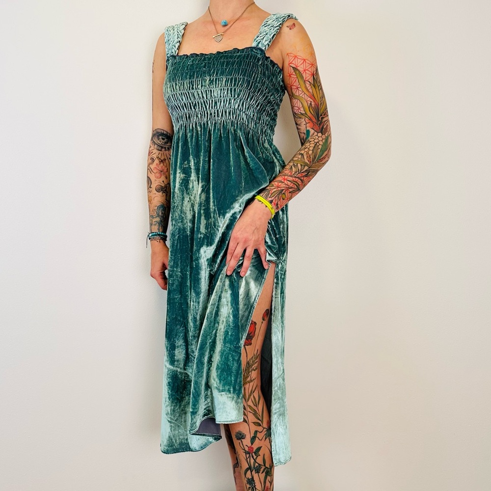 New Free People Camille Midi
Green Velvet Dress A-line